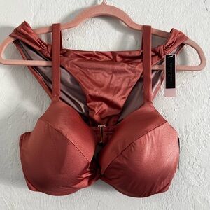 Victoria's Secret Shimmery Rust Red Padded Bikini Top